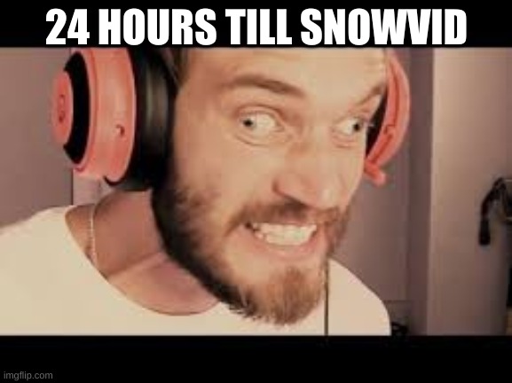 PewDiepie has a mental breakdown | 24 HOURS TILL SNOWVID | image tagged in pewdiepie has a mental breakdown | made w/ Imgflip meme maker