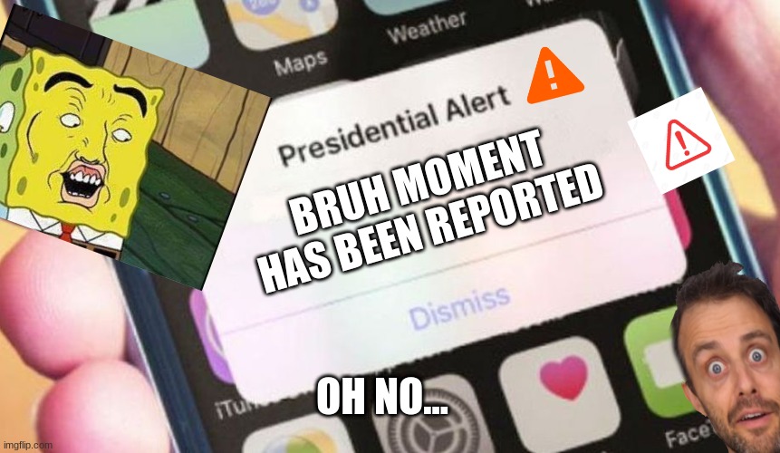 Not again | BRUH MOMENT HAS BEEN REPORTED; OH NO... | image tagged in memes,presidential alert | made w/ Imgflip meme maker