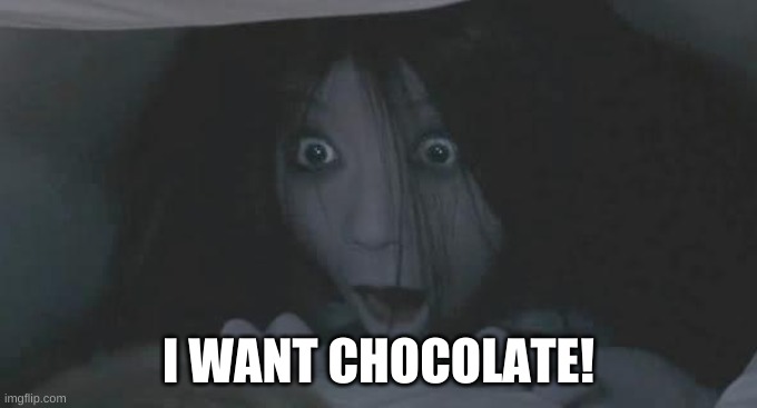 Grudge | I WANT CHOCOLATE! | image tagged in grudge | made w/ Imgflip meme maker