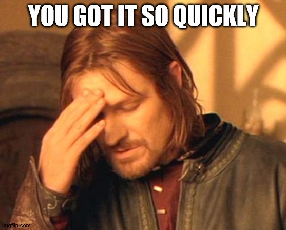 Frustrated Boromir | YOU GOT IT SO QUICKLY | image tagged in frustrated boromir | made w/ Imgflip meme maker