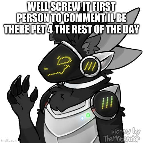 WELL SCREW IT, FIRST PERSON, TO COMMENT IL BE THERE PET 4 THE REST OF THE DAY | made w/ Imgflip meme maker