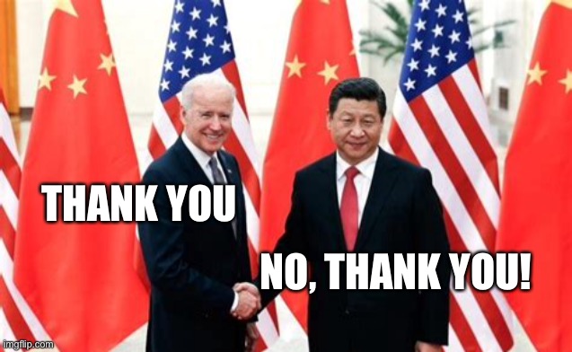 Unifies Sino-Democrat power in U.S. | THANK YOU; NO, THANK YOU! | image tagged in thank you,democrats,biden | made w/ Imgflip meme maker