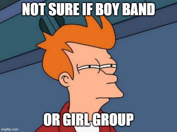Futurama Fry Meme | NOT SURE IF BOY BAND OR GIRL GROUP | image tagged in memes,futurama fry | made w/ Imgflip meme maker