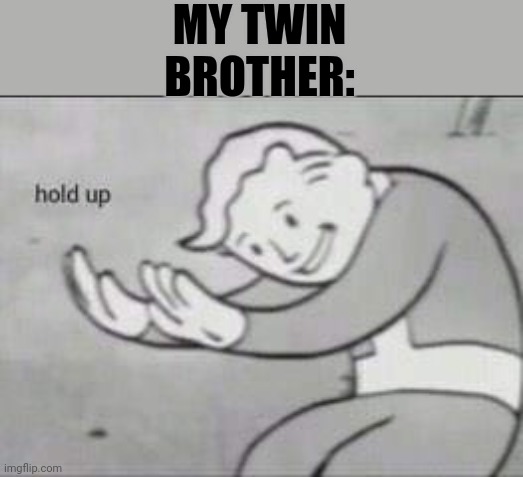 Fallout Hold Up | MY TWIN BROTHER: | image tagged in fallout hold up | made w/ Imgflip meme maker