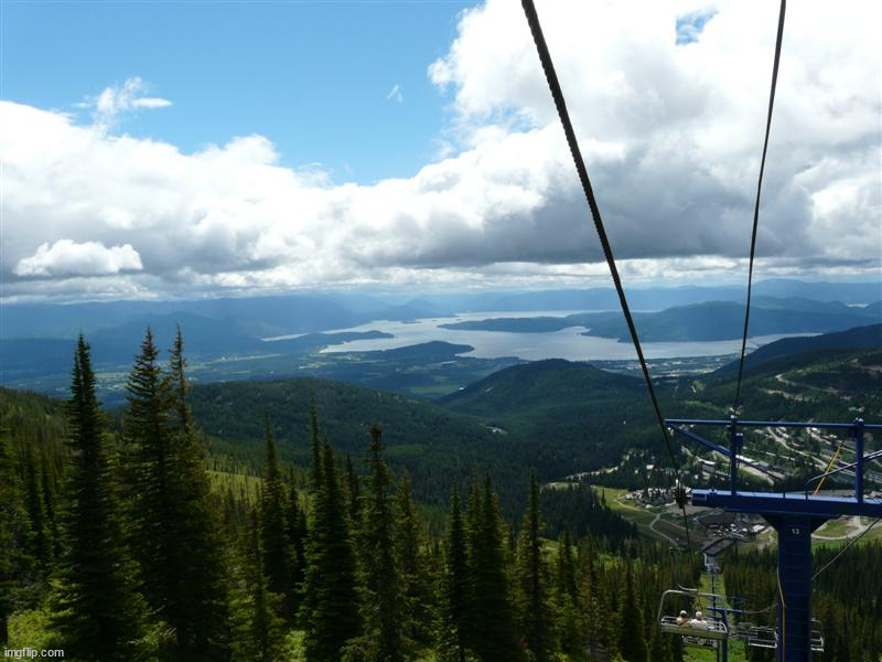 Schweitzer Mountain going down the tram. | image tagged in mountains | made w/ Imgflip meme maker