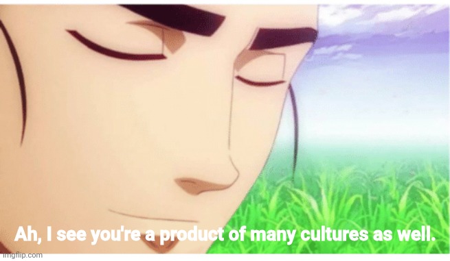 I See You're a Man of Culture clean | Ah, I see you're a product of many cultures as well. | image tagged in i see you're a man of culture clean | made w/ Imgflip meme maker
