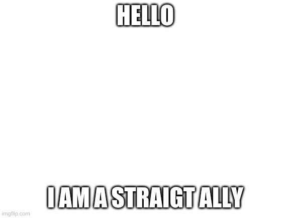 Blank White Template |  HELLO; I AM A STRAIGT ALLY | image tagged in blank white template | made w/ Imgflip meme maker
