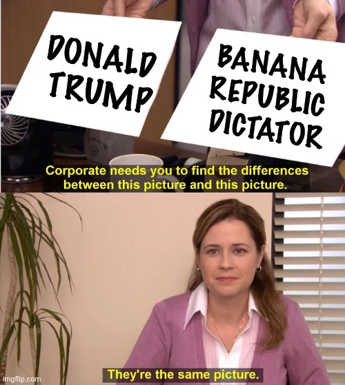 There is no difference | DONALD 
TRUMP; BANANA 
REPUBLIC 
DICTATOR | image tagged in there is no difference | made w/ Imgflip meme maker