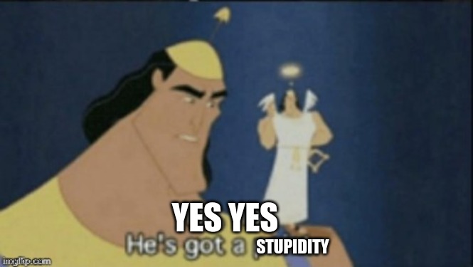 no no hes got a point | YES YES STUPIDITY | image tagged in no no hes got a point | made w/ Imgflip meme maker