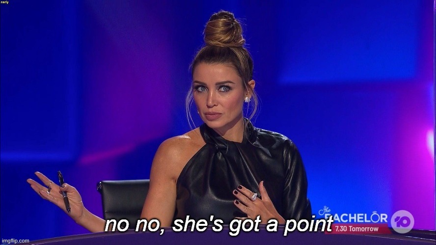 Dannii no no she's got a point | image tagged in dannii no no she's got a point | made w/ Imgflip meme maker