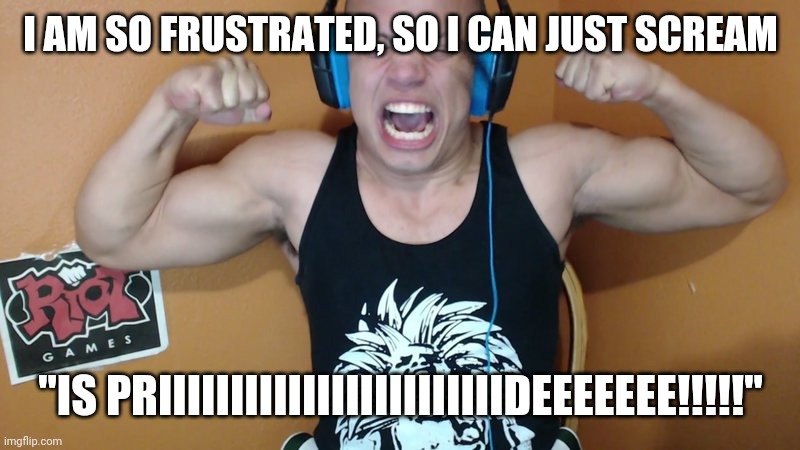 There's one thing that the Saiyan always keeps HIS PRIDE!!!!! | I AM SO FRUSTRATED, SO I CAN JUST SCREAM; "IS PRIIIIIIIIIIIIIIIIIIIIIIIIDEEEEEEE!!!!!" | image tagged in tyler1 scream | made w/ Imgflip meme maker