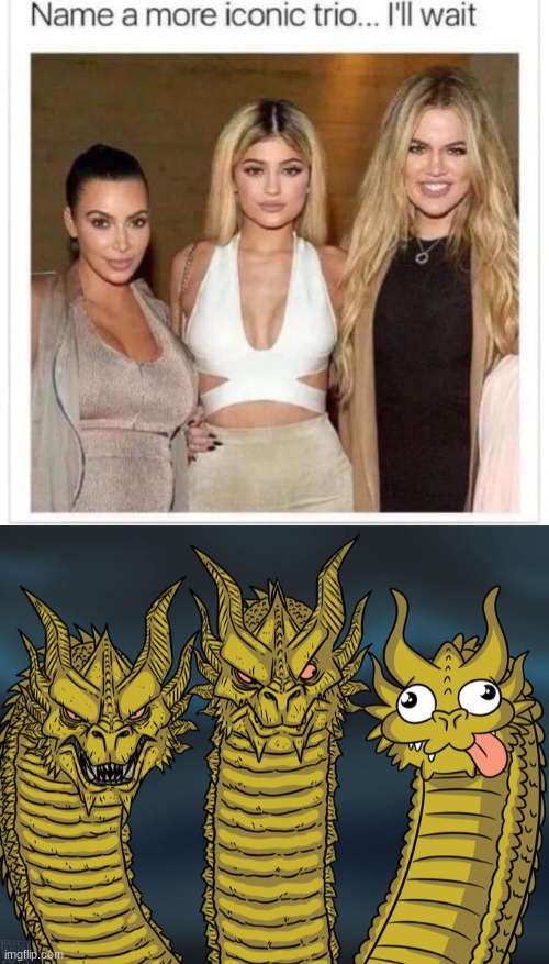 image tagged in name a more iconic trio,three-headed dragon | made w/ Imgflip meme maker