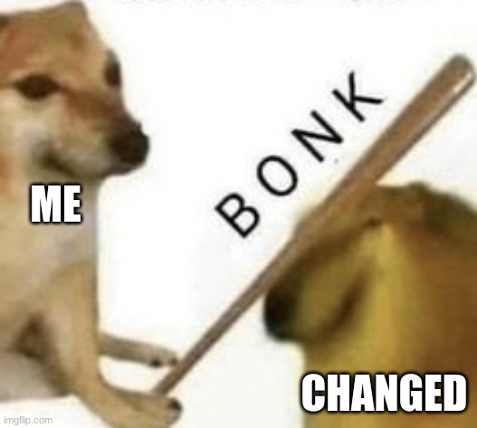 Bonk | ME CHANGED | image tagged in bonk | made w/ Imgflip meme maker