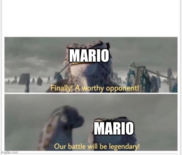 Finally! A worthy opponent! | MARIO MARIO | image tagged in finally a worthy opponent | made w/ Imgflip meme maker