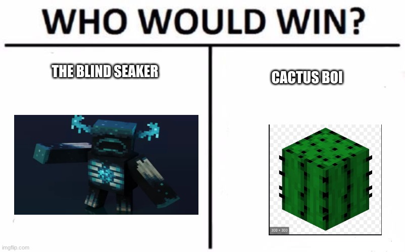 Who Would Win? | THE BLIND SEAKER; CACTUS BOI | image tagged in memes,who would win | made w/ Imgflip meme maker