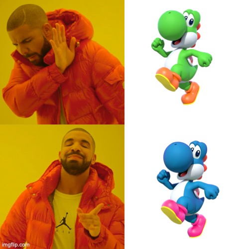 dark blue yoshi best yoshi | image tagged in memes,drake hotline bling,yoshi,dark blue yoshi best yoshi | made w/ Imgflip meme maker