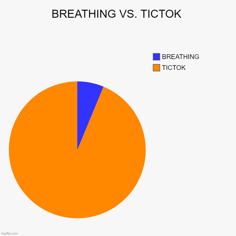 BREATHING VS. TICTOK | TICTOK, BREATHING | image tagged in charts,pie charts | made w/ Imgflip chart maker