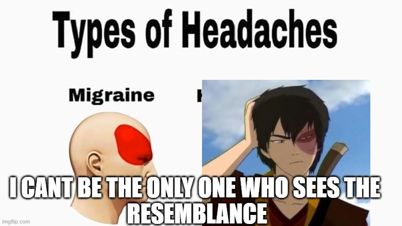 I CANT BE THE ONLY ONE WHO SEES THE 
RESEMBLANCE | image tagged in zuko,avatar the last airbender | made w/ Imgflip meme maker