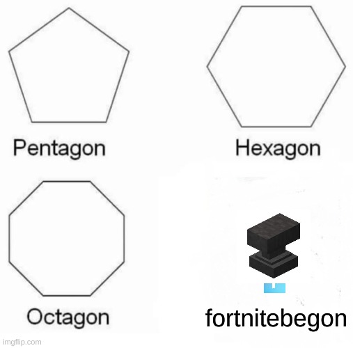fortnitebegon |  fortnitebegon | image tagged in memes,pentagon hexagon octagon,fortnitebegon,anti-fortnite,minecraft | made w/ Imgflip meme maker