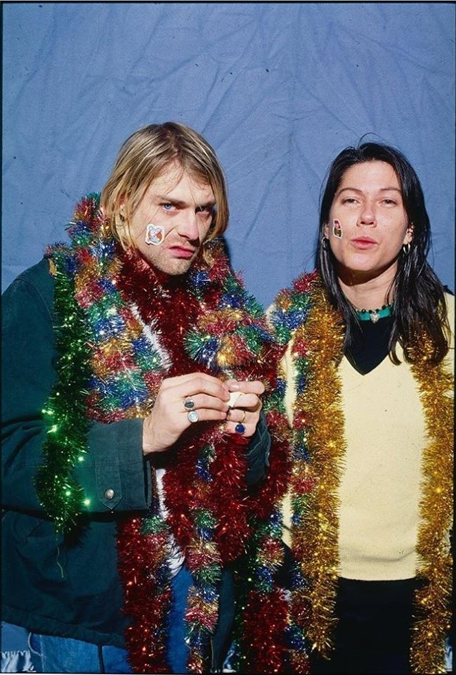 High Quality Kurt Cobain Kim Deal Christmas Blank Meme Template
