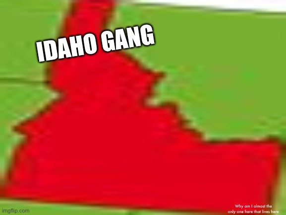 Anyone here also with me | IDAHO GANG; Why am I almost the only one here that lives here | made w/ Imgflip meme maker