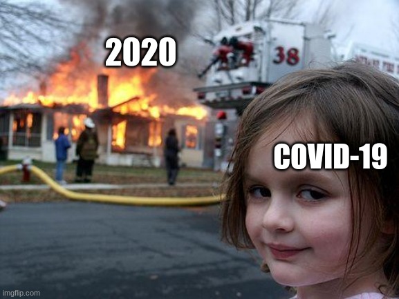 Disaster Girl | 2020; COVID-19 | image tagged in memes,disaster girl | made w/ Imgflip meme maker