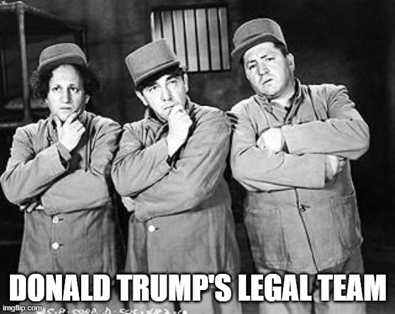 Trump's Legal Team | DONALD TRUMP'S LEGAL TEAM | image tagged in three stooges thinking,trump,donald trump,lawyer | made w/ Imgflip meme maker