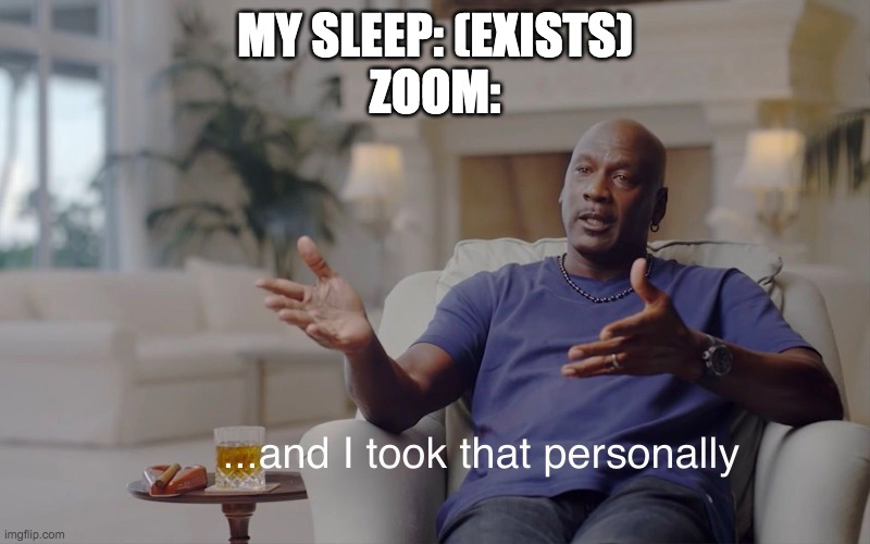 zoom sucks lol | MY SLEEP: (EXISTS)
ZOOM: | image tagged in and i took that personally | made w/ Imgflip meme maker