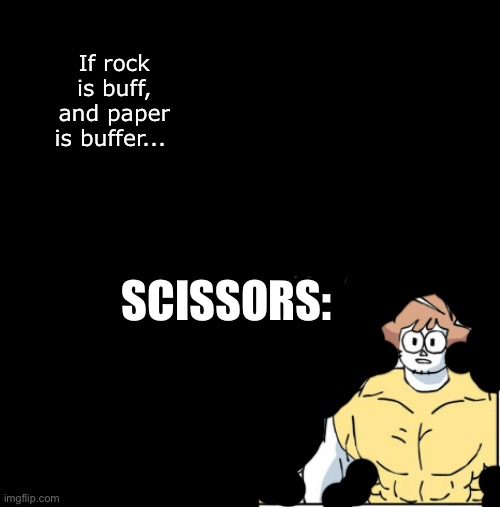 Scissors is buffest | If rock is buff, and paper is buffer... SCISSORS: | image tagged in increasingly buff,scissors,rock paper scissors,the rock,memes,yeet | made w/ Imgflip meme maker