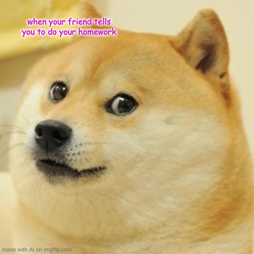 Doge | when your friend tells you to do your homework | image tagged in memes,doge | made w/ Imgflip meme maker