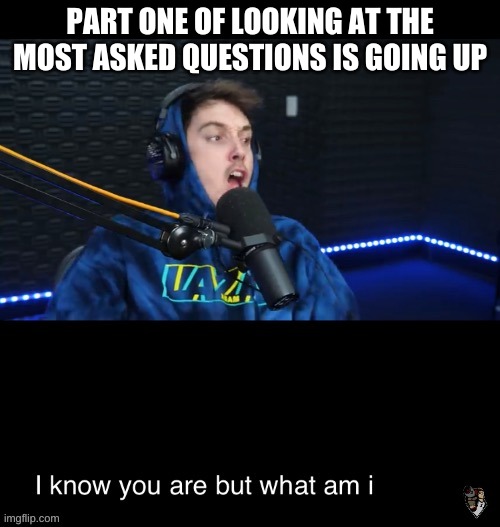 I know what you are but what am i | PART ONE OF LOOKING AT THE MOST ASKED QUESTIONS IS GOING UP | image tagged in i know what you are but what am i | made w/ Imgflip meme maker
