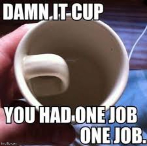 Cup, you had one job | image tagged in memes,you had one job,cup,meme | made w/ Imgflip meme maker