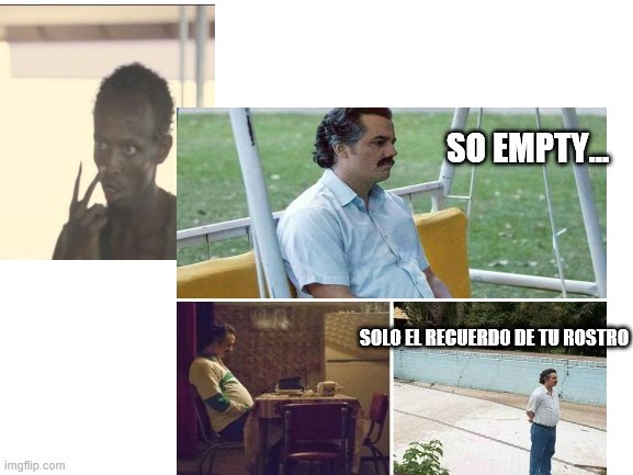 Guess the song from the memes - from PC to MC | SO EMPTY... SOLO EL RECUERDO DE TU ROSTRO | image tagged in sad pablo escobar,little drummer man | made w/ Imgflip meme maker