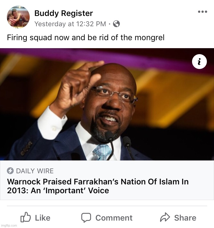 Buddy Register, Bigot and racist | image tagged in bigotry,racism,hate speech | made w/ Imgflip meme maker