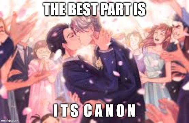 victor and yuri are probably my favorite ship becuase, cmon they are adorable and CANON | THE BEST PART IS; I T S  C A N O N | image tagged in victory,yuri,yuri on ice,anime | made w/ Imgflip meme maker