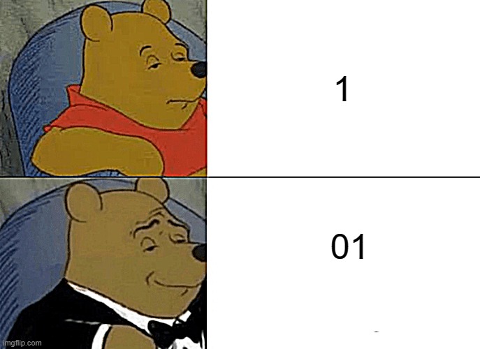 Your math teach will respect u | 1; 01 | image tagged in memes,tuxedo winnie the pooh | made w/ Imgflip meme maker