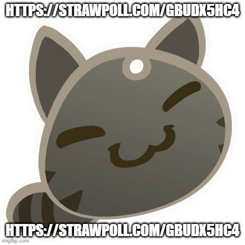 https://strawpoll.com/gbudx5hc4 | HTTPS://STRAWPOLL.COM/GBUDX5HC4; HTTPS://STRAWPOLL.COM/GBUDX5HC4 | image tagged in tabby slime | made w/ Imgflip meme maker