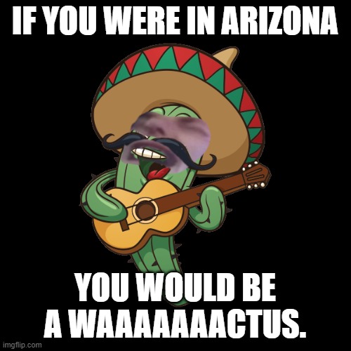 waaaaaaahctus | IF YOU WERE IN ARIZONA YOU WOULD BE A WAAAAAAACTUS. | image tagged in waaaaaaahctus | made w/ Imgflip meme maker