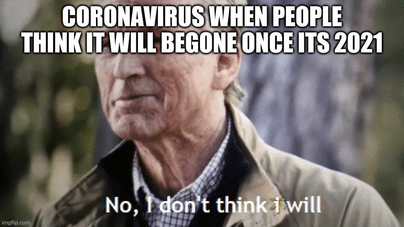 No, i dont think i will | CORONAVIRUS WHEN PEOPLE THINK IT WILL BEGONE ONCE ITS 2021 | image tagged in no i dont think i will | made w/ Imgflip meme maker