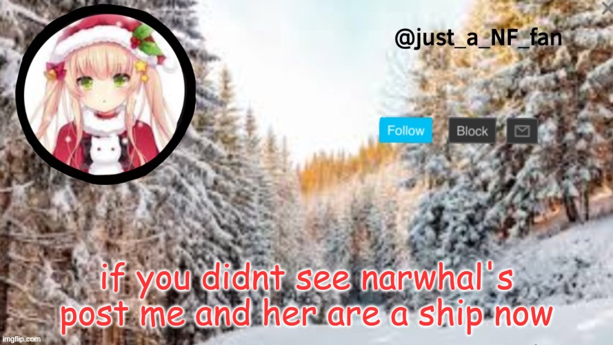O//////O | if you didnt see narwhal's post me and her are a ship now | made w/ Imgflip meme maker