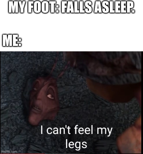 For real tho | MY FOOT: FALLS ASLEEP. ME: | image tagged in i can't feel my legs | made w/ Imgflip meme maker