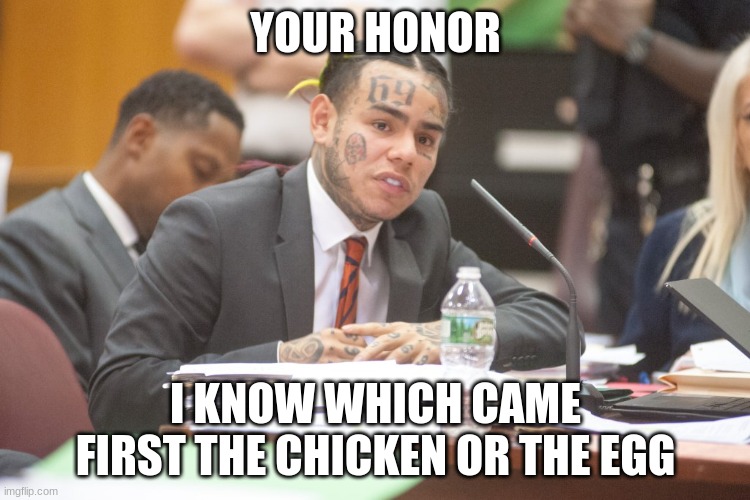 cucumber | YOUR HONOR; I KNOW WHICH CAME FIRST THE CHICKEN OR THE EGG | image tagged in tekashi 6ix9ine testifies | made w/ Imgflip meme maker