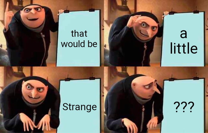 Fork gru | that would be; a little; Strange; ??? | image tagged in memes,gru's plan | made w/ Imgflip meme maker