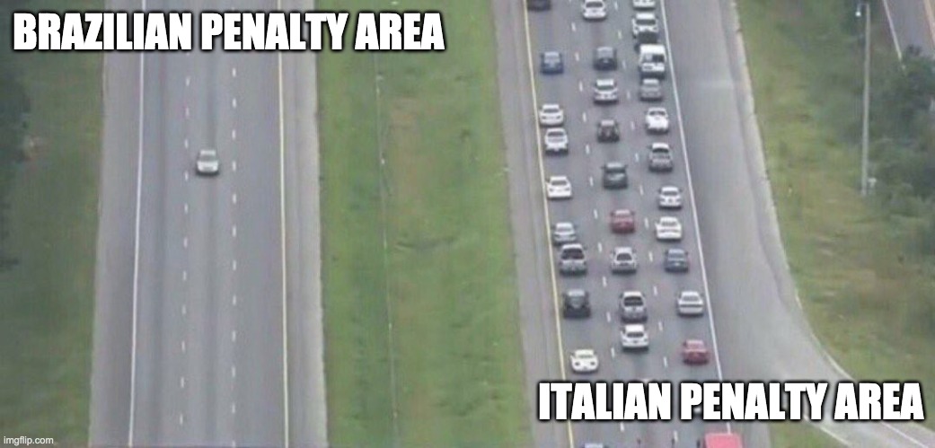 Brazil Italy 2-3 1982 World Cup | BRAZILIAN PENALTY AREA; ITALIAN PENALTY AREA | image tagged in brazil,italy,soccer,world cup | made w/ Imgflip meme maker