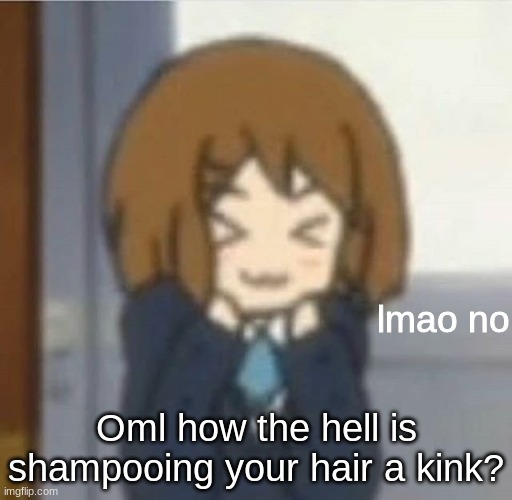 How- | Oml how the hell is shampooing your hair a kink? | image tagged in lmao no | made w/ Imgflip meme maker