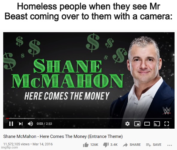 Homeless people when they see Mr Beast coming over to them with a camera: | made w/ Imgflip meme maker