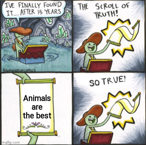 Really true =) | Animals are the best | image tagged in the real scroll of truth | made w/ Imgflip meme maker