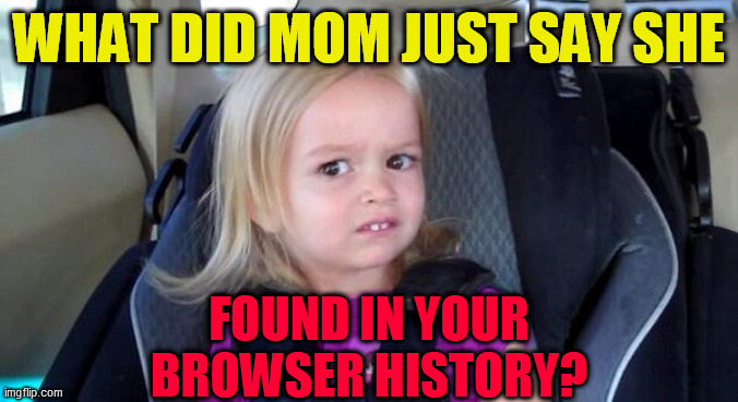 wtf girl | WHAT DID MOM JUST SAY SHE FOUND IN YOUR
BROWSER HISTORY? | image tagged in wtf girl | made w/ Imgflip meme maker