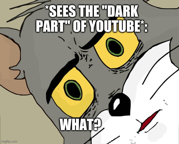 Unsettled Tom | *SEES THE "DARK PART" OF YOUTUBE*:; WHAT? | image tagged in memes,unsettled tom | made w/ Imgflip meme maker