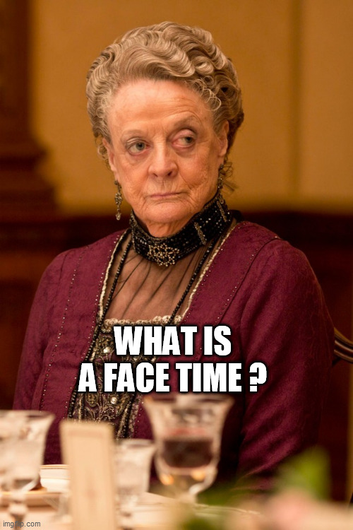 Withering look downton abby | WHAT IS A FACE TIME ? | image tagged in withering look downton abby | made w/ Imgflip meme maker